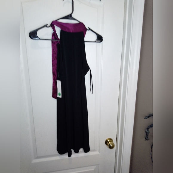 NWT/Alyn Paige black mini dress with purple ribbon size Small - Picture 2 of 9